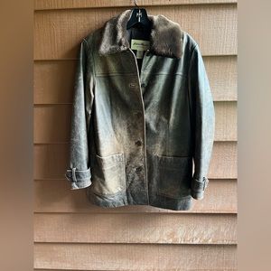 Women’s Eddie Bauer Brown, genuine leather button up coat size M